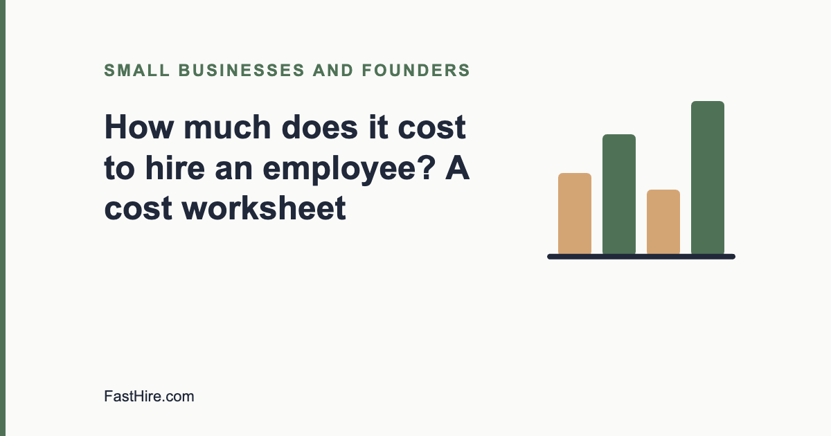 Cover image with the title How much does it cost to hire an employee and a chart icon in sage green and sand