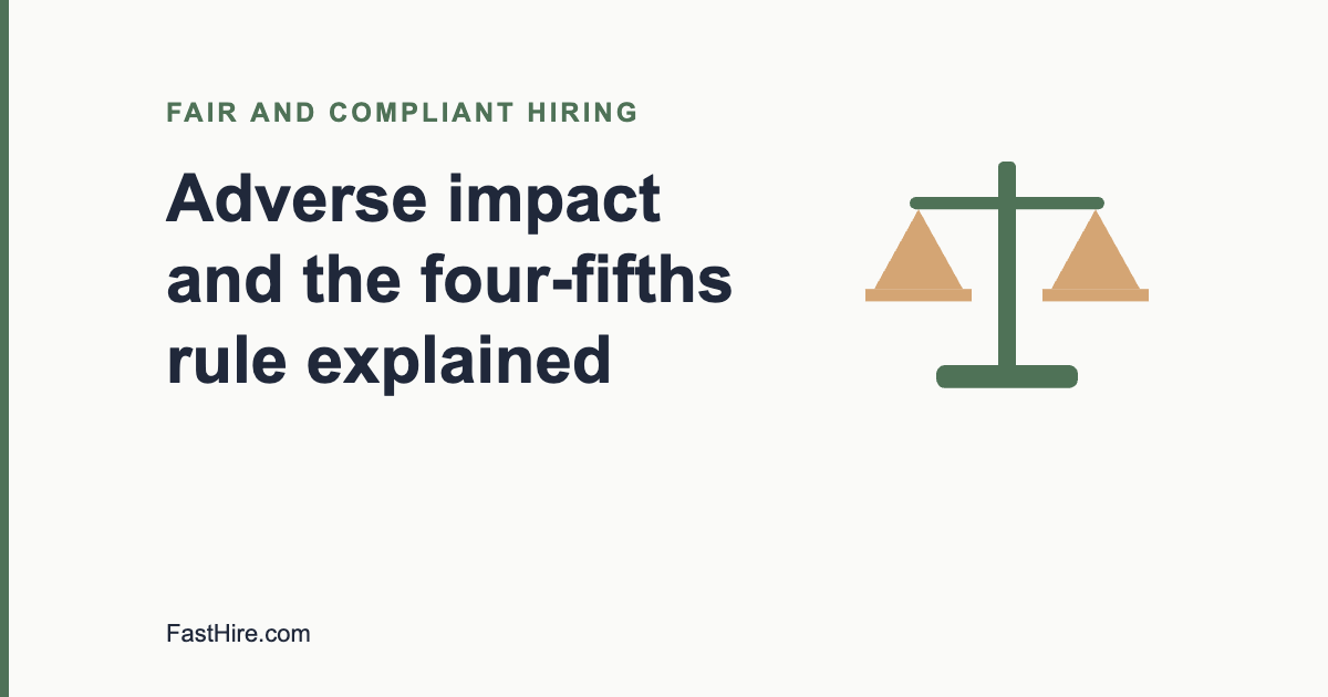 Cover image with the title Adverse impact and the four-fifths rule explained and a scale icon in sage green and sand
