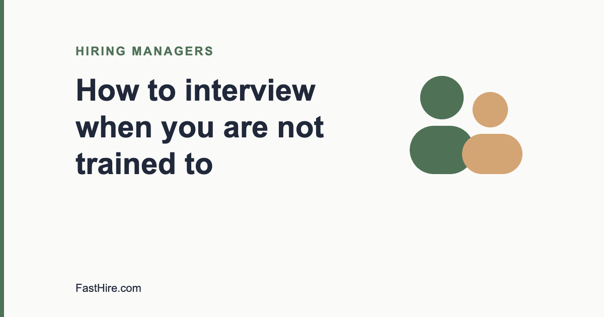 Cover image with the title How to interview when you are not trained to and a people icon in sage green and sand