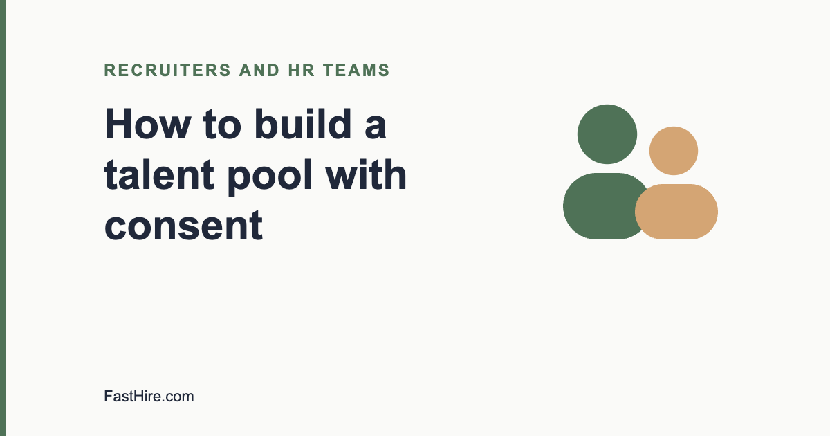 Cover image with the title How to build a talent pool with consent and a people icon in sage green and sand