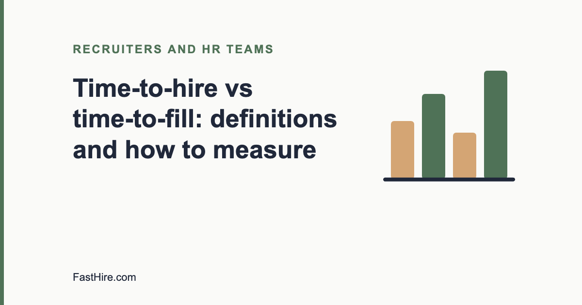 Cover image with the title Time-to-hire vs time-to-fill and a chart icon in sage green and sand